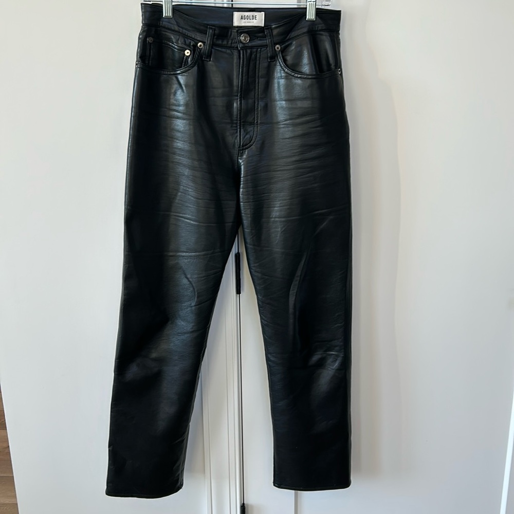 EUC AGOLDE Black Recycled Leather Pants (sz 27)